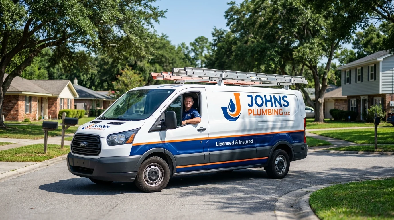 Johns Plumbing LLC service van in Sayre, PA