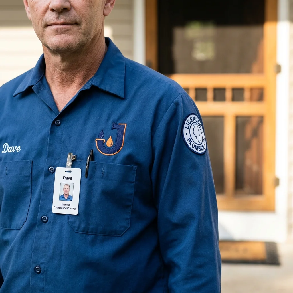Licensed plumber showing ID badge in Sayre, PA