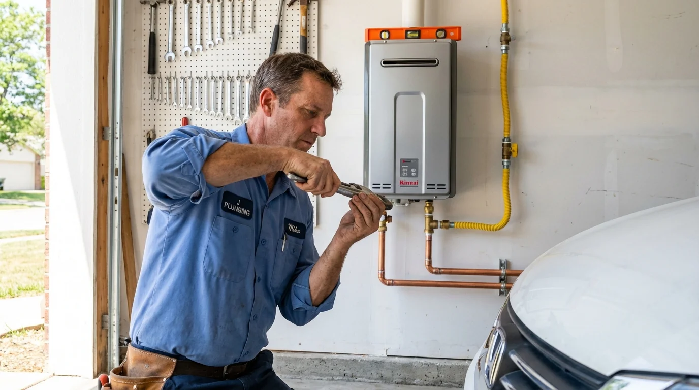 Tankless water heater installation by a Johns Plumbing LLC plumber in Sayre